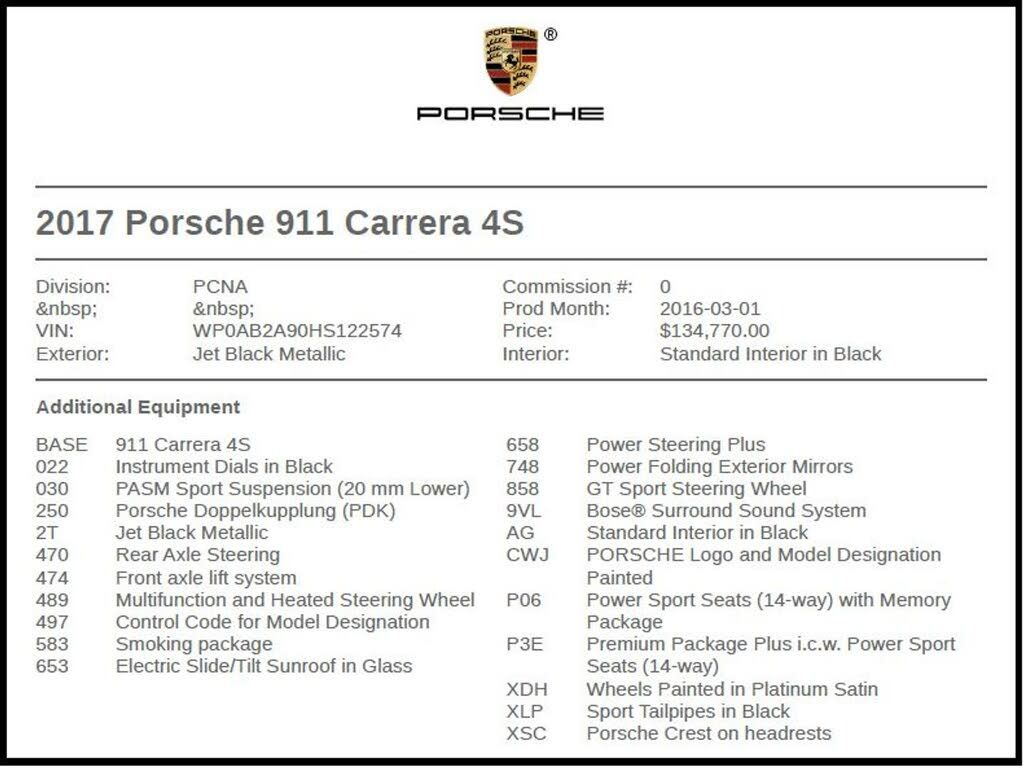 2017 Porsche 991.2 Carrera S